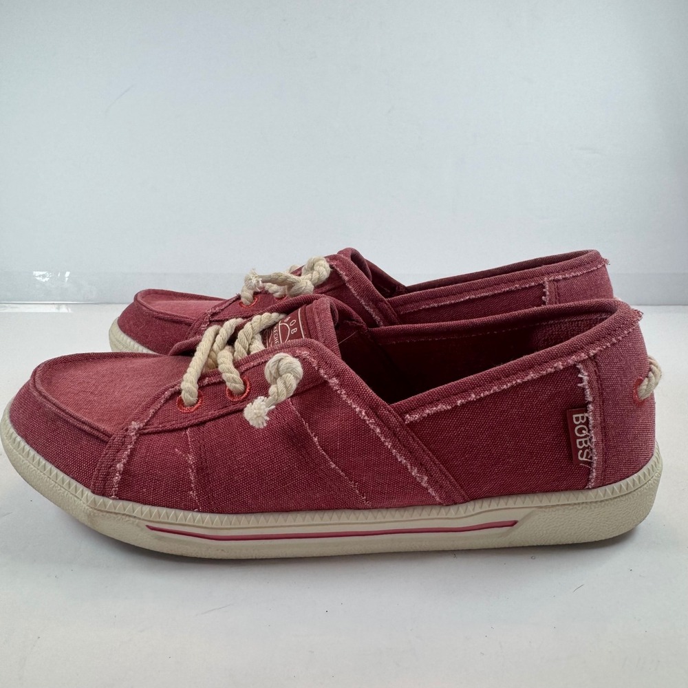 BOBS from Skechers Beach Bingo Rover Red Canvas Slip On Shoes 114193 Womens 8